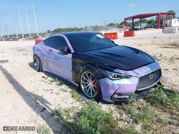 2018 Infiniti Q60 3.0t LUXE with VIN JN1EV7EKXJM341946, listed as a IAAI auction lot 39392104 with 52,989 mi miles. Bid and sale history available at carsss.com. Image 1.