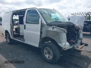 2015 Chevrolet Express Cargo with VIN 1GCWGFCF0F1153683, listed as a IAAI auction lot 42143802 with Not provided miles and . Bid and sale history available at DreamBid. Image 1.