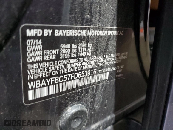 2015 BMW 7 Series 750Li xDrive z VIN WBAYF8C57FD653916, wystawiony jako Copart lot #52864275 z przebiegiem 138 811 mil mil oraz Szkoda całkowita • Salvage title. Historia ofert i sprzedaży dostępna na DreamBid. Obrazek 12.