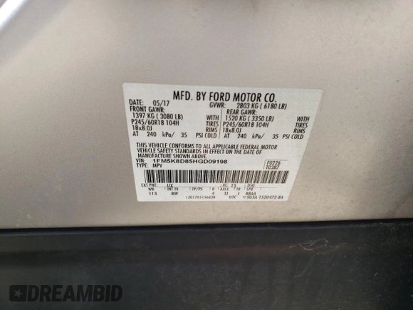 2017 Ford Explorer XLT z VIN 1FM5K8D85HGD09198, wystawiony jako Copart lot #53959655 z przebiegiem 141 868 mil mil oraz Szkoda całkowita • Salvage title. Historia ofert i sprzedaży dostępna na DreamBid. Obrazek 13.