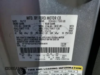 2012 Ford F-150 XL with VIN 1FTFW1EF6CFB58405, listed as a Copart auction lot 65570425 with 161,399 mi miles and Salvage title. Bid and sale history available at DreamBid. Image 13.