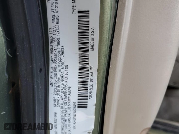 2006 Subaru Legacy Outback Limited with VIN 4S4BP62C667336861, listed as a Copart auction lot 48359395 with 191,518 mi miles and Salvage title. Bid and sale history available at DreamBid. Image 12.