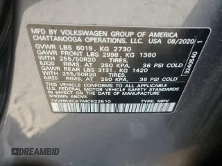 2021 Volkswagen Atlas SE z VIN 1V2HR2CA7MC522510, wystawiony jako Copart lot #52617485 z przebiegiem 49 087 mil mil oraz Szkoda całkowita • Salvage title. Historia ofert i sprzedaży dostępna na DreamBid. Obrazek 13.
