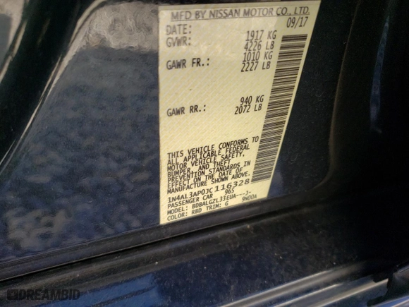 2018 Nissan Altima 2.5 SL with VIN 1N4AL3AP0JC116328, listed as a Copart auction lot 43832195 with 128,813 mi miles and Salvage Title. Bid and sale history available at carsss.com. Image 12.