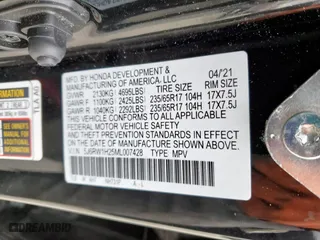 2021 Honda CR-V LX with VIN 5J6RW1H25ML007428, listed as a Copart auction lot 46152795 with 46,683 mi miles and Salvage Title. Bid and sale history available at carsss.com. Image 13.