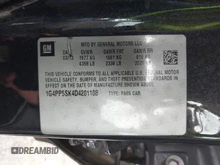 2013 Buick Verano with VIN 1G4PP5SK4D4201108, listed as a IAAI auction lot 42355240 with 121,971 mi miles and . Bid and sale history available at DreamBid. Image 9.
