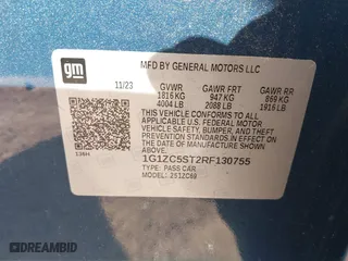 2024 Chevrolet Malibu LS with VIN 1G1ZC5ST2RF130755, listed as a IAAI auction lot 42015721 with 20,585 mi miles. Bid and sale history available at carsss.com. Image 9.