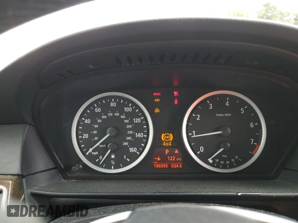 2007 BMW 5 Series 530xi with VIN WBANF73587CU25251, listed as a Copart auction lot 58030295 with 186,995 mi miles and Salvage title. Bid and sale history available at DreamBid. Image 9.