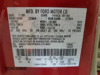 2010 Mercury Mariner Premier with VIN 4M2CN8H78AKJ11460, listed as a Copart auction lot 78660474 with 0 mi miles and Clean Title. Bid and sale history available at carsss.com. Image 13.