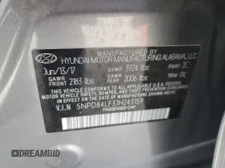 2018 Hyundai Elantra SEL with VIN 5NPD84LF3JH243159, listed as a Copart auction lot 53567995 with 127,906 mi miles and Salvage Title. Bid and sale history available at DreamBid. Image 15.