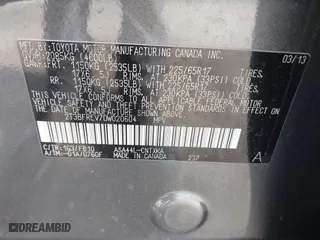2013 Toyota RAV4 LE with VIN 2T3BFREV7DW020604, listed as a IAAI auction lot 41679035 with 142,533 mi miles. Bid and sale history available at carsss.com. Image 9.