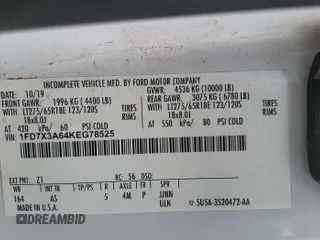2019 Ford F-350 XL with VIN 1FD7X3A64KEG78525, listed as a IAAI auction lot 42726883 with 157,975 mi miles and . Bid and sale history available at DreamBid. Image 11.