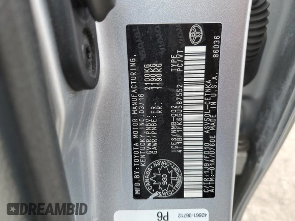 2016 Toyota Camry XLE with VIN 4T1BF1FK6GU587552, listed as a Copart auction lot 53357365 with 147,831 mi miles and Clean Title. Bid and sale history available at carsss.com. Image 12.