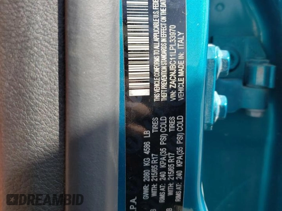 2020 Jeep Renegade Trailhawk z VIN ZACNJBC11LPL33970, wystawiony jako Copart lot #52696575 z przebiegiem 79 633 mil mil oraz Szkoda całkowita • Salvage title. Historia ofert i sprzedaży dostępna na DreamBid. Obrazek 13.