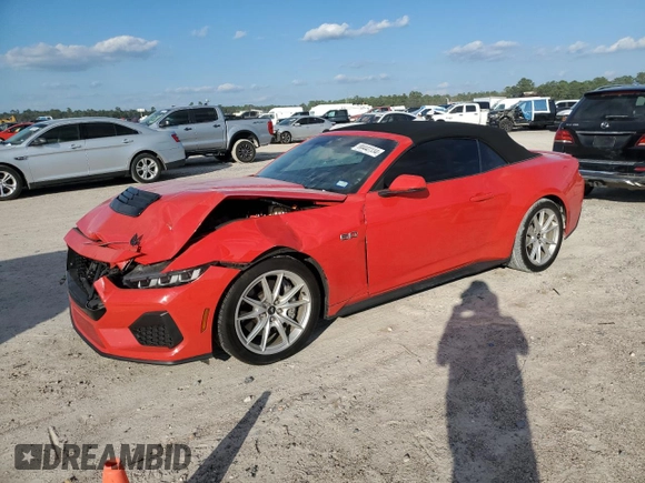 2024 Ford Mustang GT Premium с VIN 1FAGP8FF0R5119676, выставлен на аукционе Copart как лот 80442334 с пробегом 10 094 миль миль и Списание • Salvage title. История ставок и продаж доступна на DreamBid. Изображение 1.