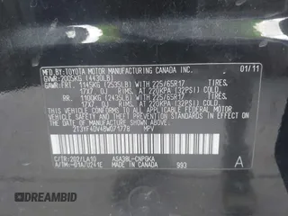 2011 Toyota RAV4 Limited with VIN 2T3YF4DV4BW071778, listed as a IAAI auction lot 42509545 with 160,105 mi miles and . Bid and sale history available at DreamBid. Image 9.