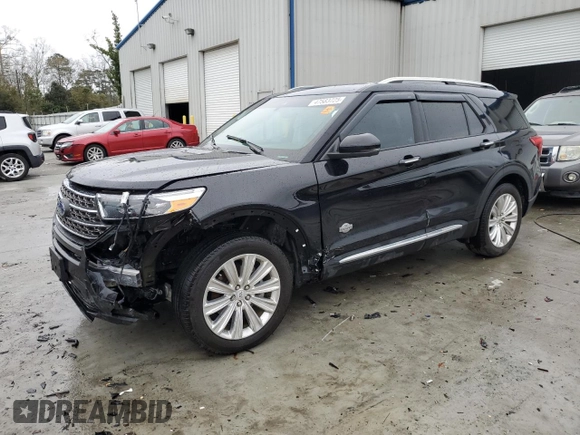 2023 Ford Explorer King Ranch with VIN 1FM5K7LC9PGB90571, listed as a Copart auction lot 47583725 with 34,409 mi miles and Salvage Title. Bid and sale history available at carsss.com. Image 1.