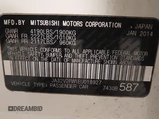 2014 Mitsubishi Lancer SE with VIN JA32V2FW1EU018927, listed as a IAAI auction lot 42059116 with 148,874 mi miles and . Bid and sale history available at carsss.com. Image 9.