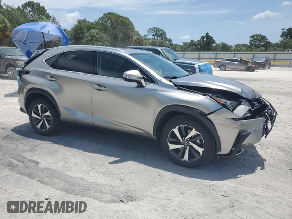 2021 Lexus NX 300 with VIN JTJGARBZ4M2180456, listed as a Copart auction lot 59181055 with 45,456 mi miles and Salvage title. Bid and sale history available at DreamBid. Image 4.