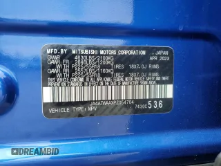 2023 Mitsubishi Eclipse Cross SE z VIN JA4ATWAAXPZ054704, wystawiony jako Copart lot #55148655 z przebiegiem 12 162 mil mil oraz Szkoda całkowita • Salvage title. Historia ofert i sprzedaży dostępna na DreamBid. Obrazek 14.