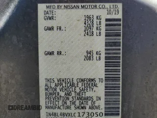 2020 Nissan Altima S with VIN 1N4BL4BVXLC173050, listed as a Copart auction lot 55618255 with 61,390 mi miles and Salvage title. Bid and sale history available at DreamBid. Image 12.