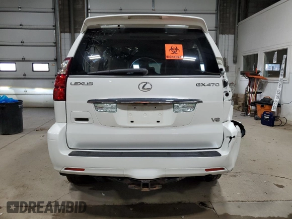2008 Lexus GX 470 with VIN JTJBT20X380163291, listed as a Copart auction lot 51353695 with 190,640 mi miles and Salvage Title. Bid and sale history available at DreamBid. Image 6.
