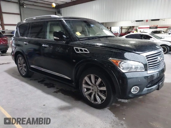 2014 Infiniti QX80 z VIN JN8AZ2NF9E9555118, wystawiony jako IAAI lot #41168367 z przebiegiem 177 662 mil mil oraz . Historia ofert i sprzedaży dostępna na DreamBid. Obrazek 1.