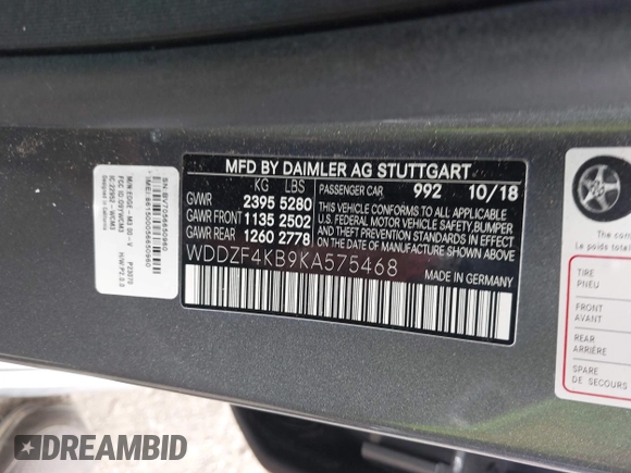 2019 Mercedes-Benz E 300 z VIN WDDZF4KB9KA575468, wystawiony jako IAAI lot #42366391 z przebiegiem Nie podano mil oraz . Historia ofert i sprzedaży dostępna na DreamBid. Obrazek 9.