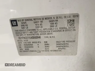2010 Cadillac SRX Premium Collection with VIN 3GYFNCEYXAS592846, listed as a IAAI auction lot 41641146 with 232,642 mi miles and . Bid and sale history available at DreamBid. Image 9.