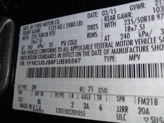 2015 Ford Escape Titanium with VIN 1FMCU0J98FUB95597, listed as a IAAI auction lot 41785188 with 84,141 mi miles. Bid and sale history available at carsss.com. Image 9.