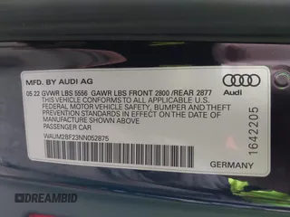 2022 Audi A6 Prestige with VIN WAUM2BF23NN052875, listed as a IAAI auction lot 41978928 with 36,104 mi miles. Bid and sale history available at carsss.com. Image 9.