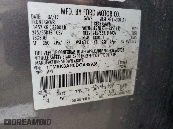 2013 Ford Utility Police Interceptor with VIN 1FM5K8AR0DGA89928, listed as a Copart auction lot 71360004 with 194,209 mi miles and Salvage Title. Bid and sale history available at carsss.com. Image 13.
