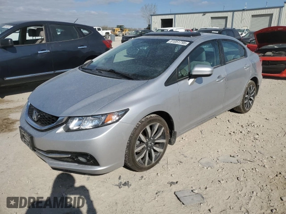 2015 Honda Civic Sedan EX-L with VIN 19XFB2F92FE067883, listed as a Copart auction lot 51051795 with 51,890 mi miles and Salvage Title. Bid and sale history available at carsss.com. Image 1.
