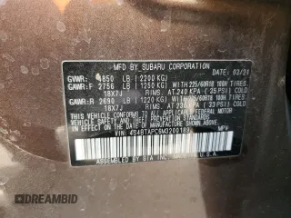 2021 Subaru Outback Touring with VIN 4S4BTAPC6M3200189, listed as a Copart auction lot 49902055 with 51,880 mi miles and Salvage title. Bid and sale history available at DreamBid. Image 13.