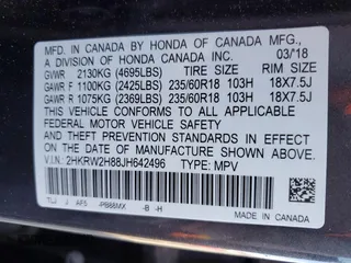 2018 Honda CR-V EX-L with VIN 2HKRW2H88JH642496, listed as a Copart auction lot 52373145 with 92,631 mi miles and Salvage Title. Bid and sale history available at carsss.com. Image 13.