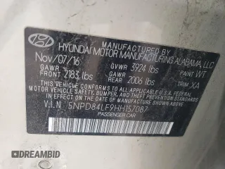 2017 Hyundai Elantra Limited с VIN 5NPD84LF9HH157087, выставлен на аукционе Copart как лот 54763065 с пробегом 68 214 миль миль и Чистый • Clean title. История ставок и продаж доступна на DreamBid. Изображение 12.
