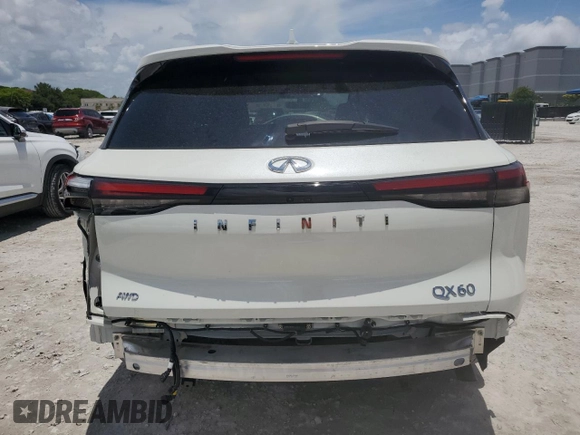 2024 Infiniti QX60 Luxe z VIN 5N1DL1FS4RC333428, wystawiony jako Copart lot #60544905 z przebiegiem 16 865 mil mil oraz Szkoda całkowita • Salvage title. Historia ofert i sprzedaży dostępna na DreamBid. Obrazek 6.