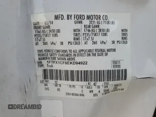 2014 Ford F-150 XL with VIN 1FTFX1CF8EKD94922, listed as a Copart auction lot 48542135 with 237,694 mi miles and Clean Title. Bid and sale history available at carsss.com. Image 12.