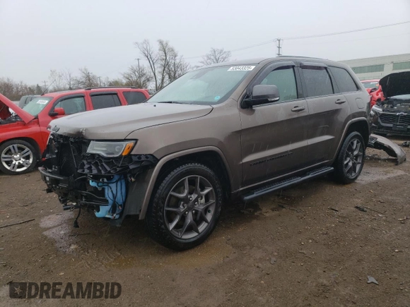 2021 Jeep Grand Cherokee 80th Anniversary with VIN 1C4RJFBG6MC583471, listed as a Copart auction lot 53043325 with 117,046 mi miles and Salvage Title. Bid and sale history available at DreamBid. Image 1.