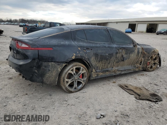 2018 Kia Stinger GT2 with VIN KNAE55LC8J6016646, listed as a Copart auction lot 87354104 with 75,610 mi miles and Salvage Title. Bid and sale history available at DreamBid. Image 3.