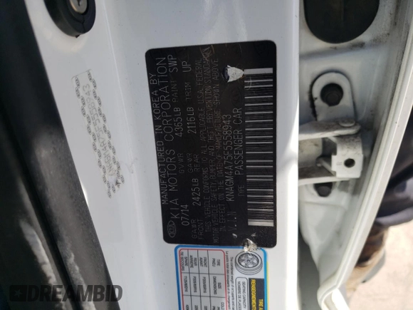 2015 Kia Optima LX with VIN KNAGM4A75F5558943, listed as a Copart auction lot 52299685 with 132,724 mi miles and Salvage Title. Bid and sale history available at carsss.com. Image 12.