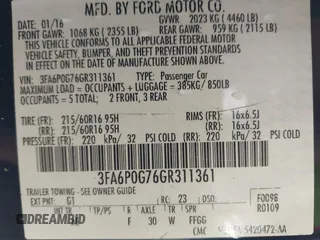 2016 Ford Fusion S with VIN 3FA6P0G76GR311361, listed as a IAAI auction lot 42578682 with 157,656 mi miles and . Bid and sale history available at DreamBid. Image 9.