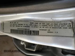 2002 Audi S8 with VIN WAUGU44D32N003467, listed as a Copart auction lot 46717295 with 270,687 mi miles and Clean Title. Bid and sale history available at DreamBid. Image 13.