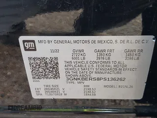 2023 Chevrolet Blazer RS z VIN 3GNKBERS8PS136262, wystawiony jako IAAI lot #41932128 z przebiegiem 53 443 mil mil oraz . Historia ofert i sprzedaży dostępna na DreamBid. Obrazek 9.