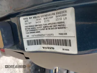 1998 Volvo S90 с VIN YV1KS9605W1128293, выставлен на аукционе IAAI как лот 42332645 с пробегом 252 576 миль миль и . История ставок и продаж доступна на DreamBid. Изображение 9.