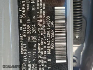 2021 Hyundai Elantra SEL with VIN KMHLM4AG3MU164308, listed as a Copart auction lot 49637275 with 21,908 mi miles and Salvage Title. Bid and sale history available at carsss.com. Image 13.