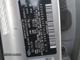 2020 Kia Optima LX z VIN 5XXGT4L30LG389034, wystawiony jako Copart lot #49735975 z przebiegiem 219 985 mil mil oraz Szkoda całkowita • Salvage title. Historia ofert i sprzedaży dostępna na DreamBid. Obrazek 13.