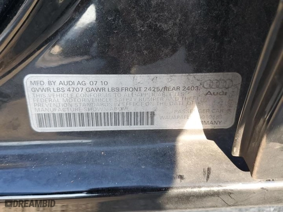 2011 Audi A4 2.0T Premium with VIN WAUAFAFL0BN010881, listed as a Copart auction lot 53045775 with 151,603 mi miles and Salvage Title. Bid and sale history available at carsss.com. Image 13.