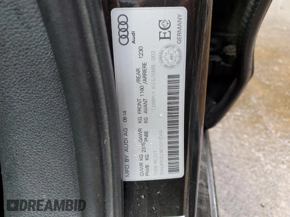2015 Audi A6 with VIN WAUFFCFC9FN017044, listed as a Copart auction lot 51553694 with 181,733 mi miles and Salvage title. Bid and sale history available at DreamBid. Image 12.