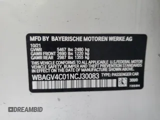 2022 BMW 8 Series 840i with VIN WBAGV4C01NCJ30083, listed as a Copart auction lot 81356084 with 61,868 mi miles and Salvage title. Bid and sale history available at DreamBid. Image 13.